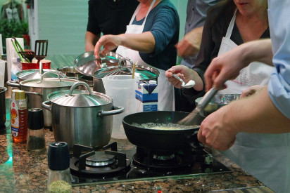 Kochen Team Töpfe Pfannen Herd