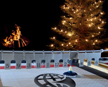 Eisstockschiessen Eisstock Lattl-Gestell Weihnachtsbaum Feuer