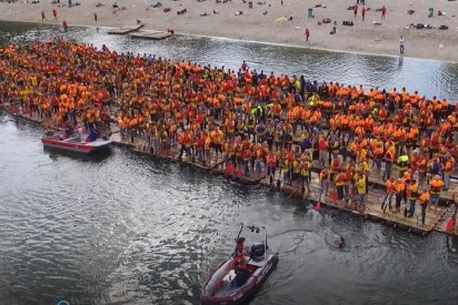 Megafloßbau Weltrekord Köln