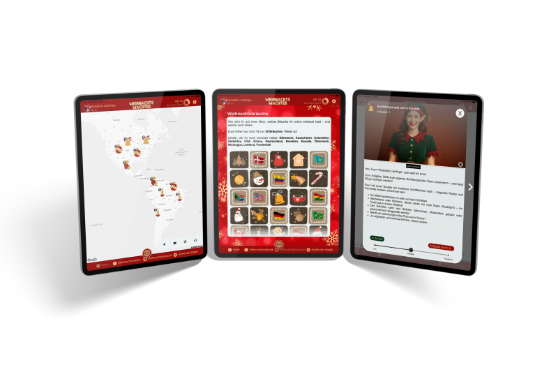 Geschenk der Weihnacht Tabletansicht Team Event